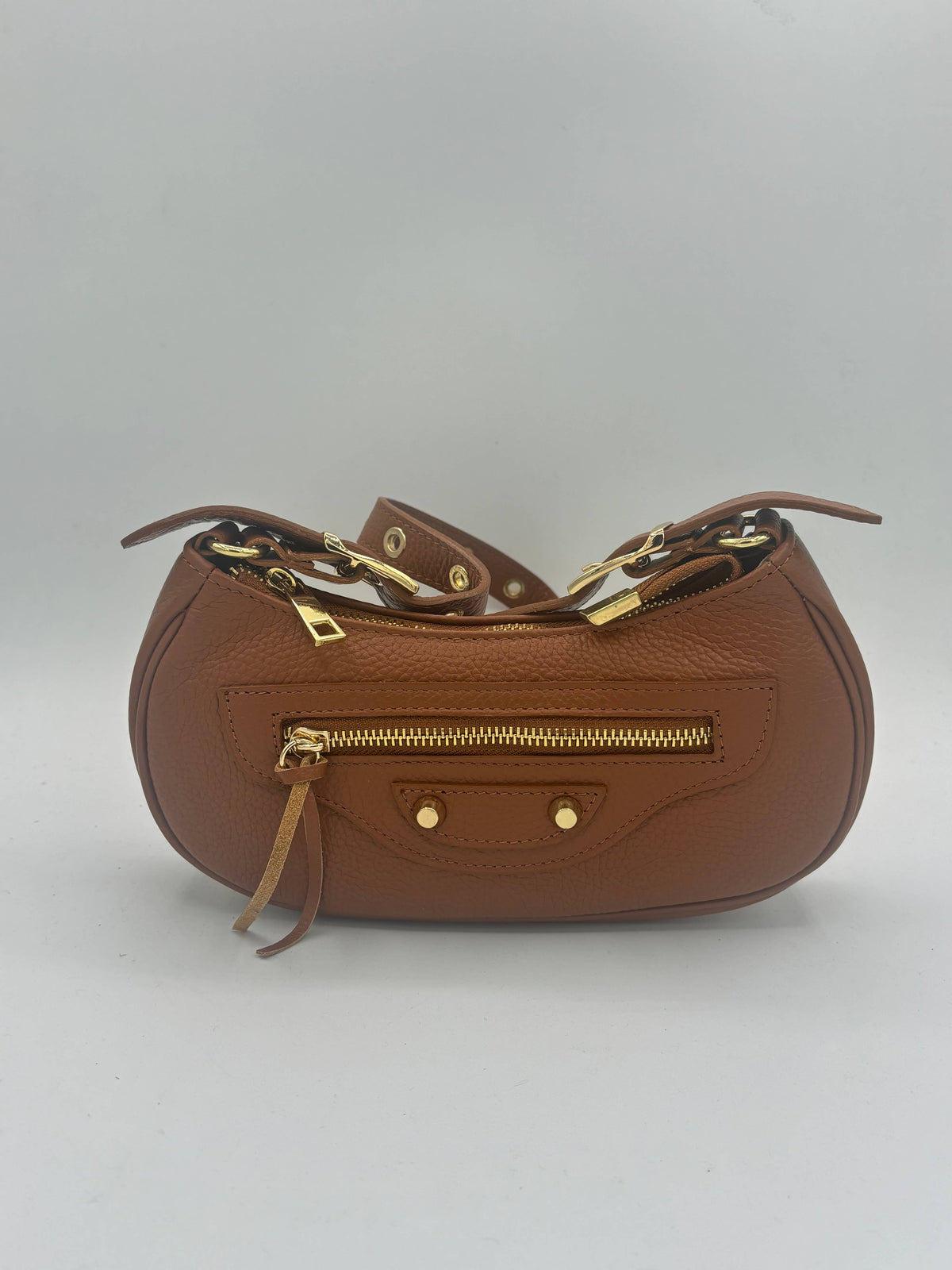 Adjustable shoulder bag in genuine leather Handbag Nanabags brown