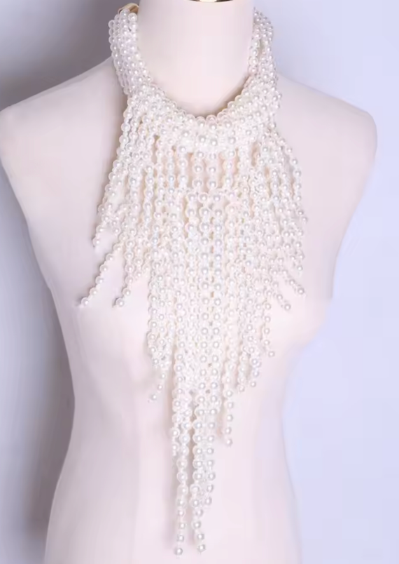 Pearl Fringe Bib Necklace