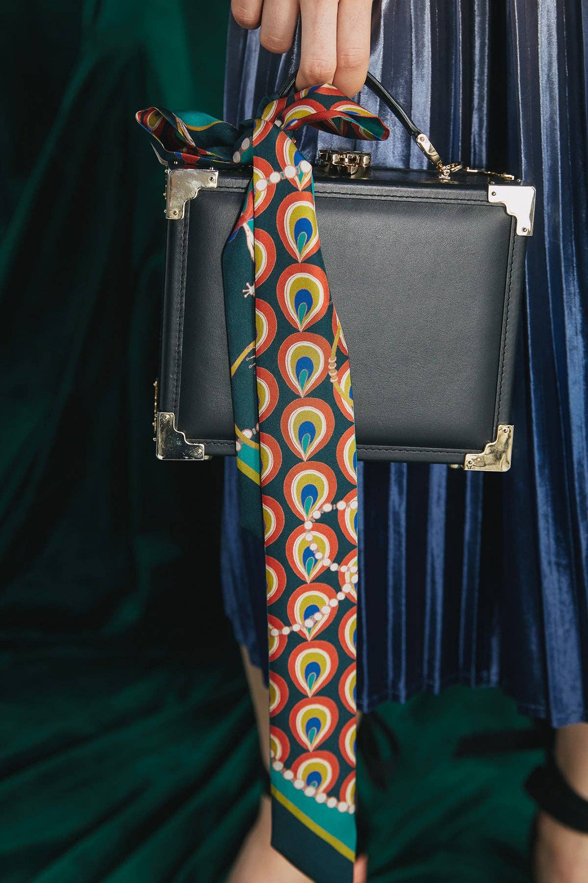 Silk Twilly Neck Bow by Lost Pattern NYC - "Peacock" Accessories Lost Pattern NYC