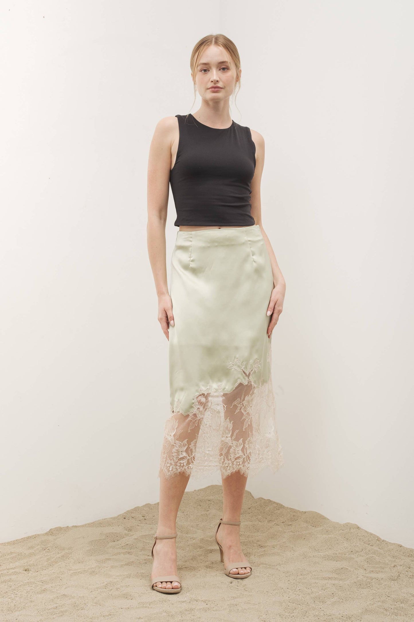 Satin with Lace Skirt by Aaron & Amber