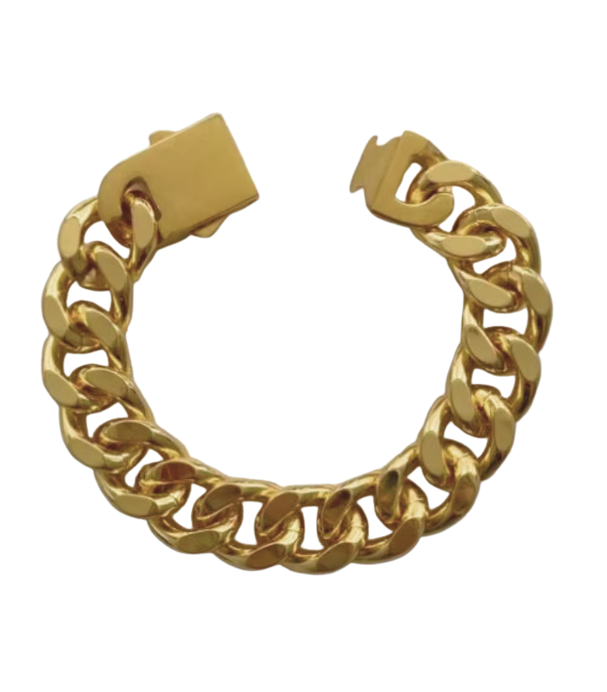 XXX Lock and Link Cuban Bracelet Bracelet HoopLa Style Gold