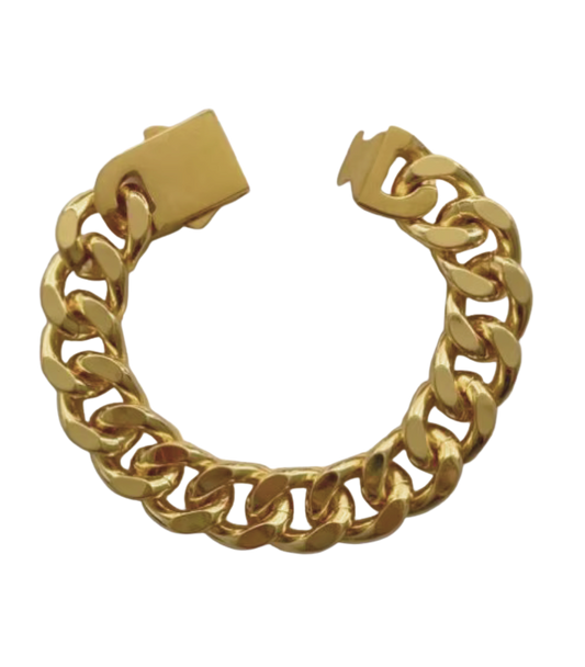 XXX Lock and Link Cuban Bracelet Bracelet HoopLa Style Gold