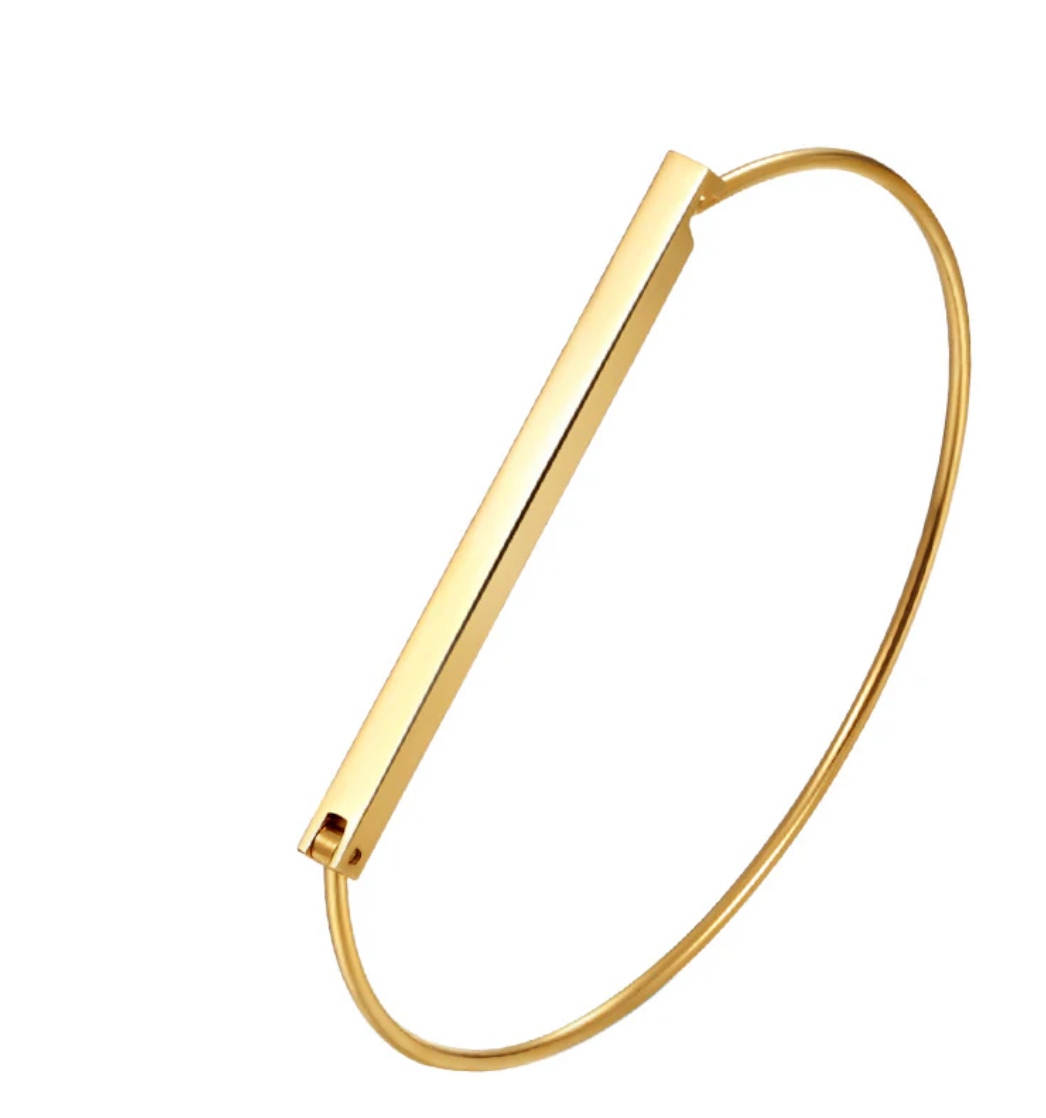 Gold Bar Bangle Bracelet Cuff by HoopLa Jewelry HoopLa