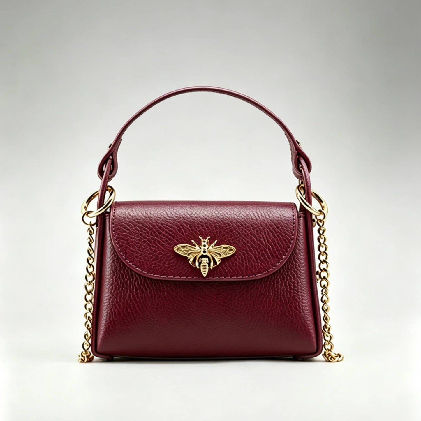 Bee Happy Mini Leather Crossbody Bag Purse Nanabags Borgogna