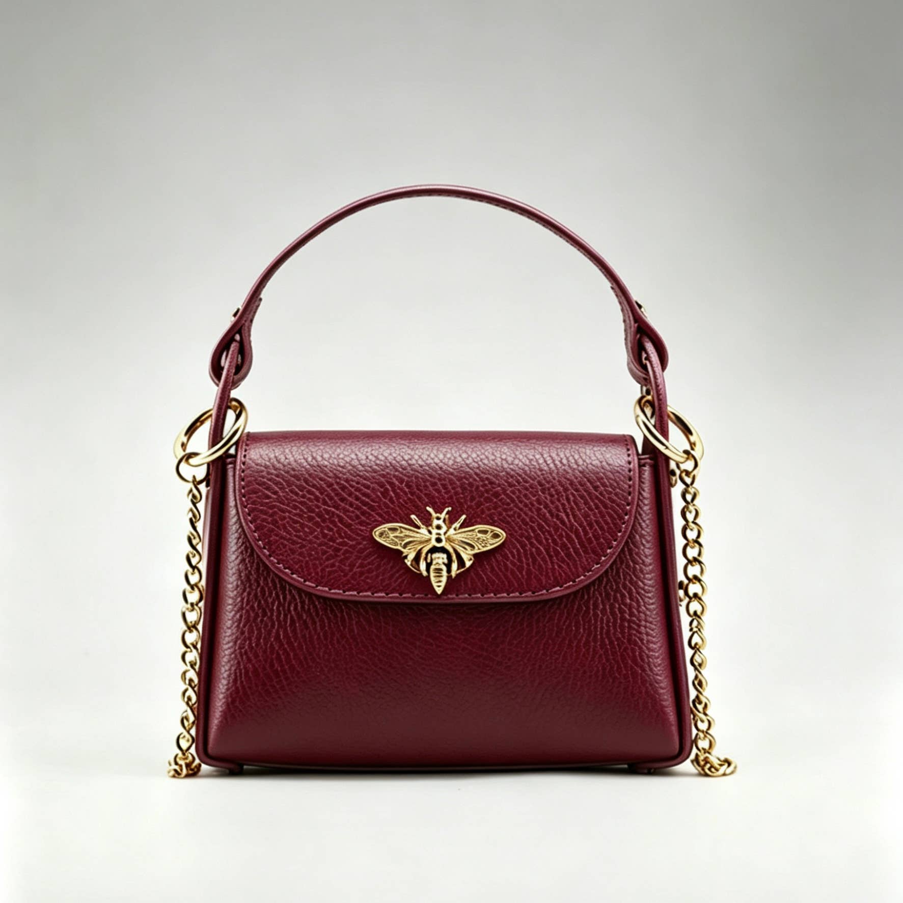 Bee Happy Mini Leather Crossbody Bag Purse Nanabags Borgogna