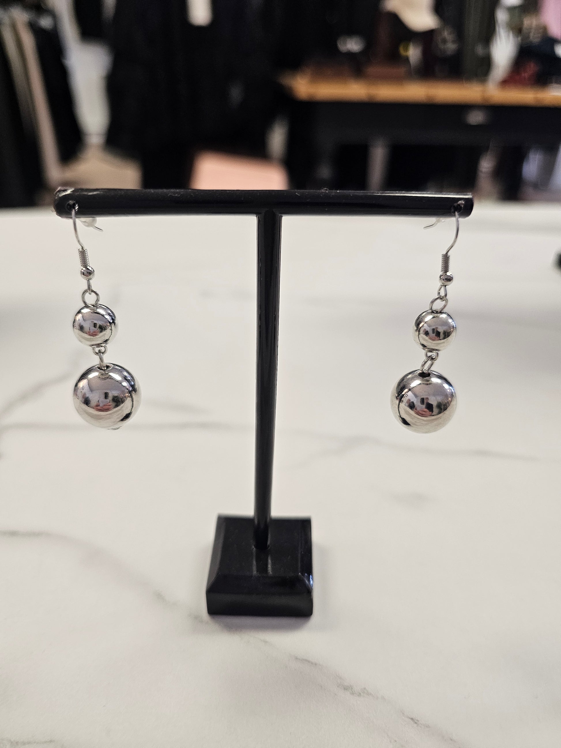 Silver Double Stacked Ball Earrings by King of GLitz Earrings King of Glitz