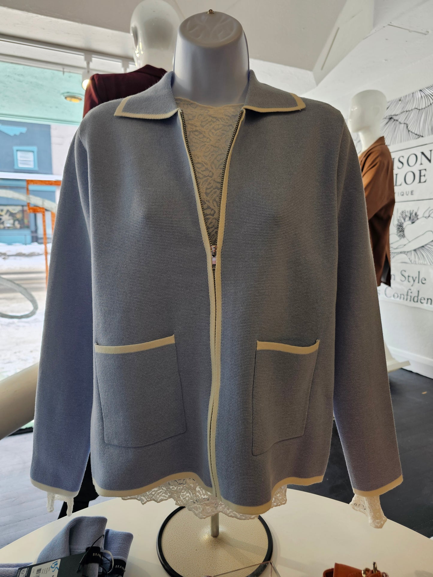 Knit Cardigan with Zipper by Brandtex