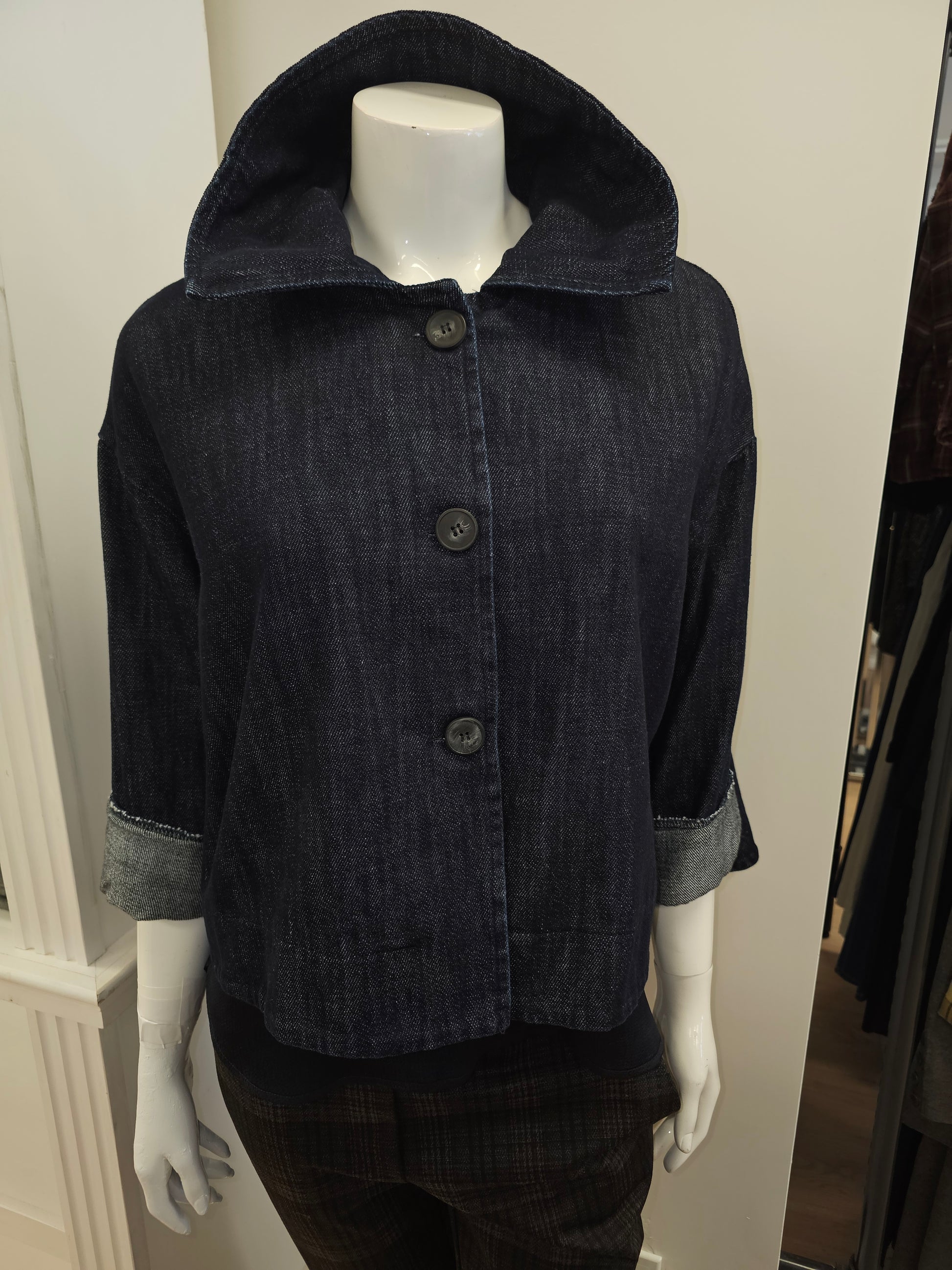 Cropped Swing Coat by Elissia Denim Jacket Elissia