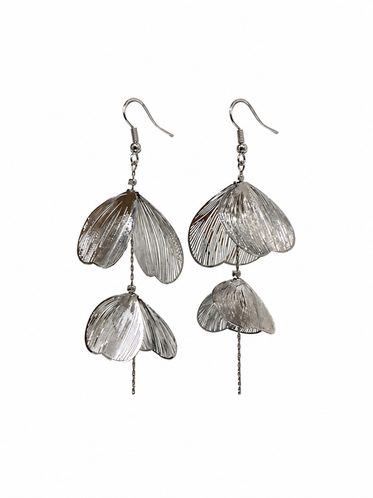 Silver Petal Drop Earrings Maison Khloe