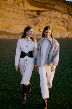 Long Cable Knit Cardigan by b.young Apparel b.young