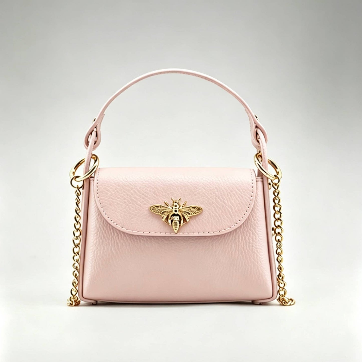 Bee Happy Mini Leather Crossbody Bag Purse Nanabags Pink