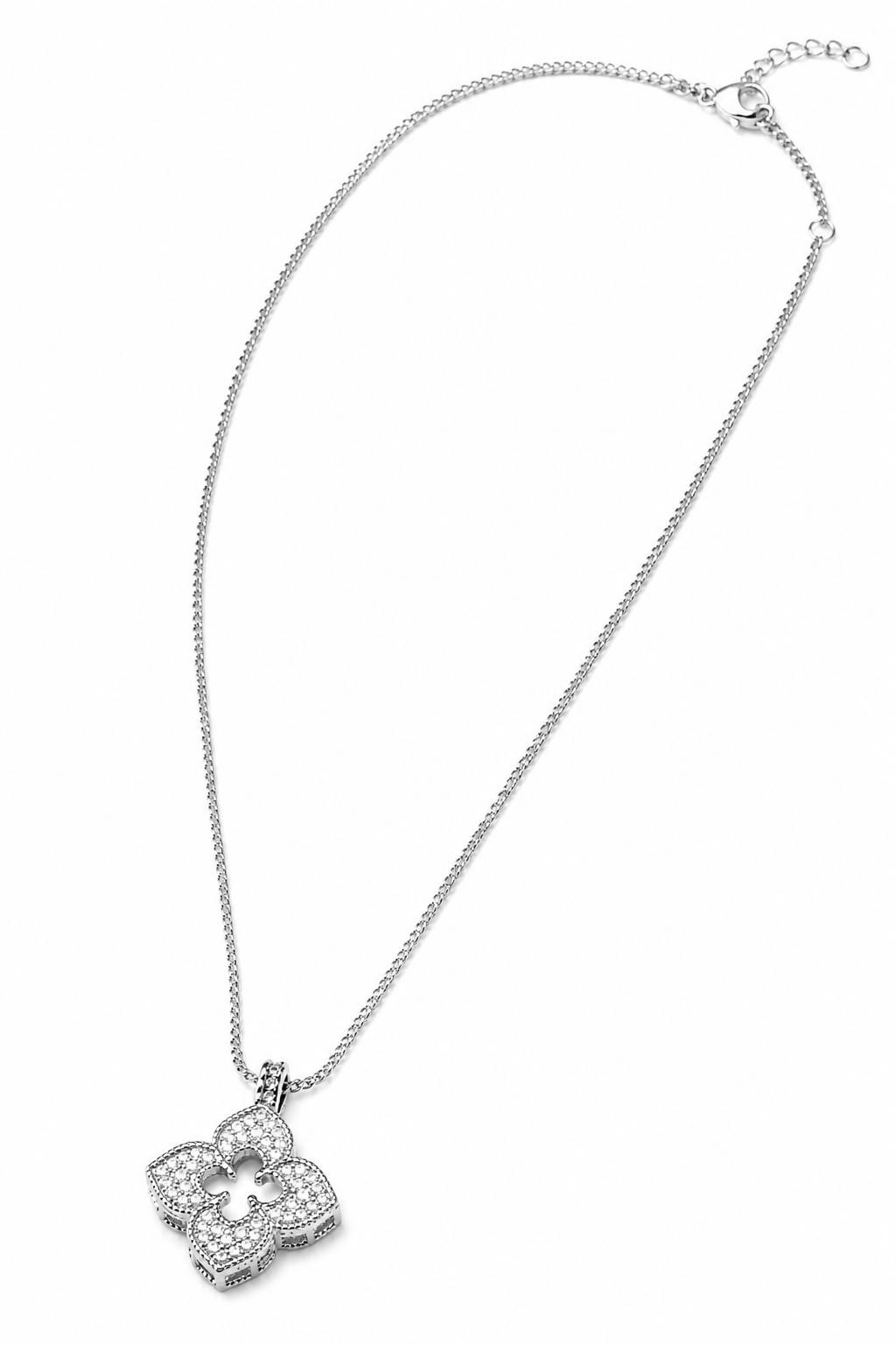 Crystal Clover Pendant Necklace Necklace King of Glitz
