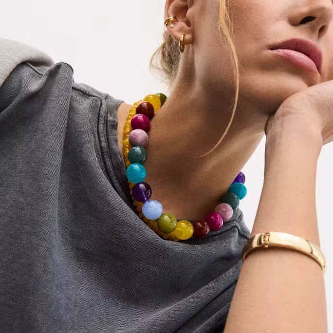 Genuine Gemstone Bead Necklace by Hoopla Jewelry HoopLa