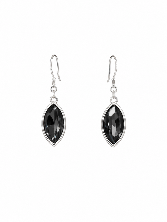 Black Gem Drop Earrings Accessories King of Glitz