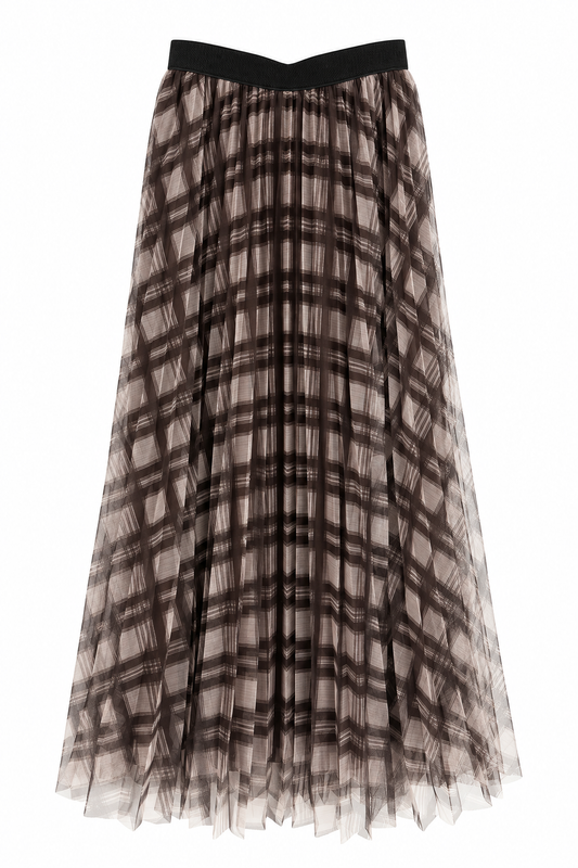 The Plaid Mesh Maxi Skirt by Pink Martini Pink Martini