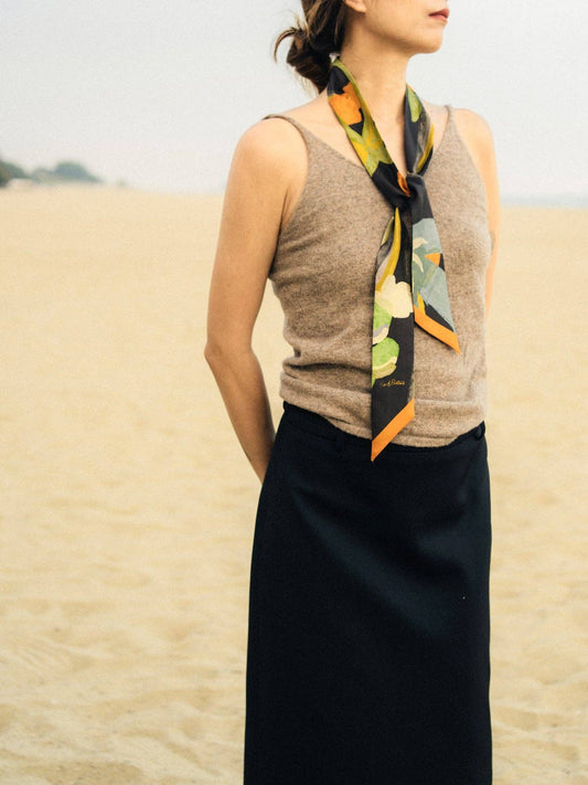 Silk Twill Skinny Scarf by Lost Pattern Accessories Lost Pattern NYC