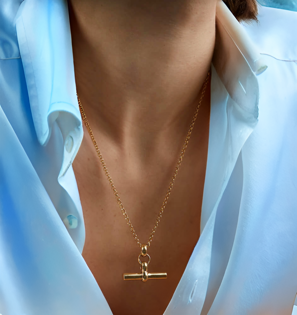 T Bar Steel 14K Gold by HoopLa Jewelry HoopLa
