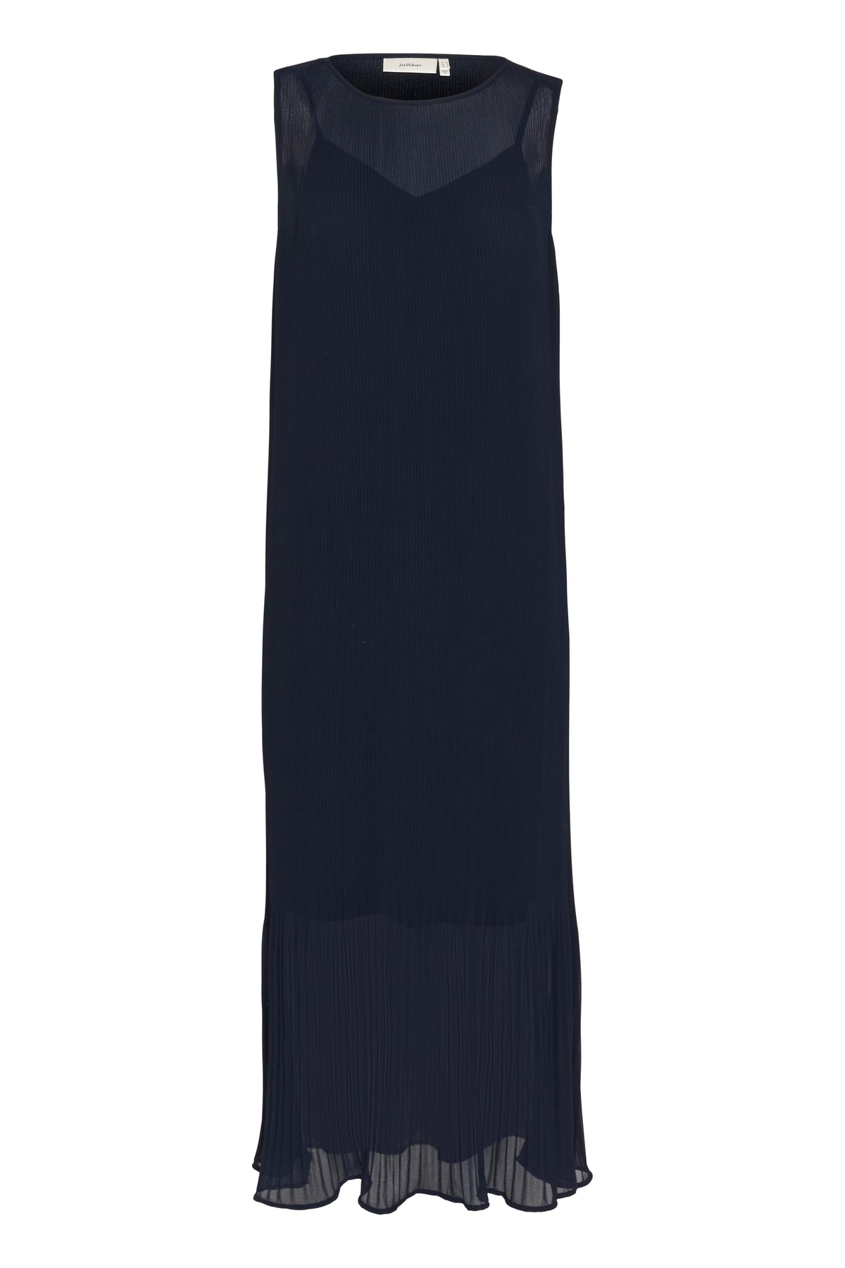 Finley Pleated Dress by InWear in Marine Blue — Pack Front (100)