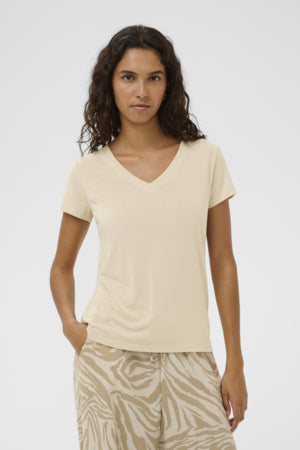 Columbine V-neck T-Shirt by Soaked in Luxury Tee Shirt Soaked In Luxury Oatmeal