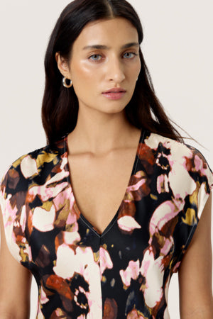 Cinna Liva Printed Dress by Soaked in Luxury Apparel Soaked In Luxury Chocolate