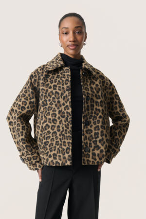 Leony Leopard Jacket by Soaked in Luxury Apparel Soaked In Luxury Brown