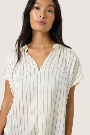 Ioana Striped Top by Soaked in Luxury Apparel Soaked In Luxury Cream