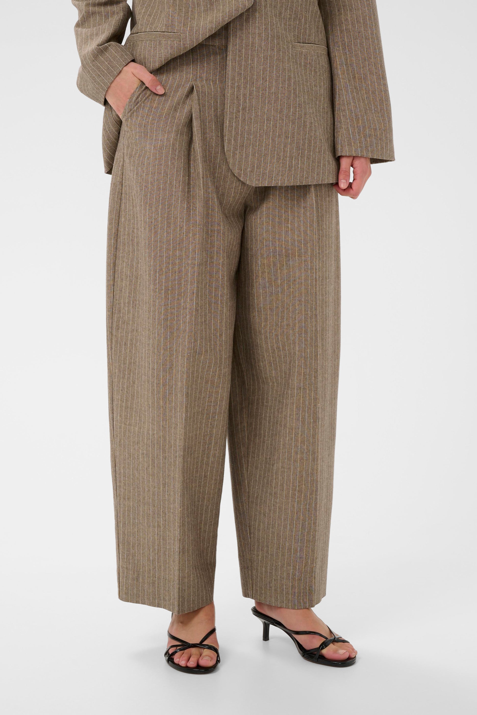 Ginevra Pants by Soaked in Luxury Bottoms Soaked In Luxury Cappuccino Pin Stripe