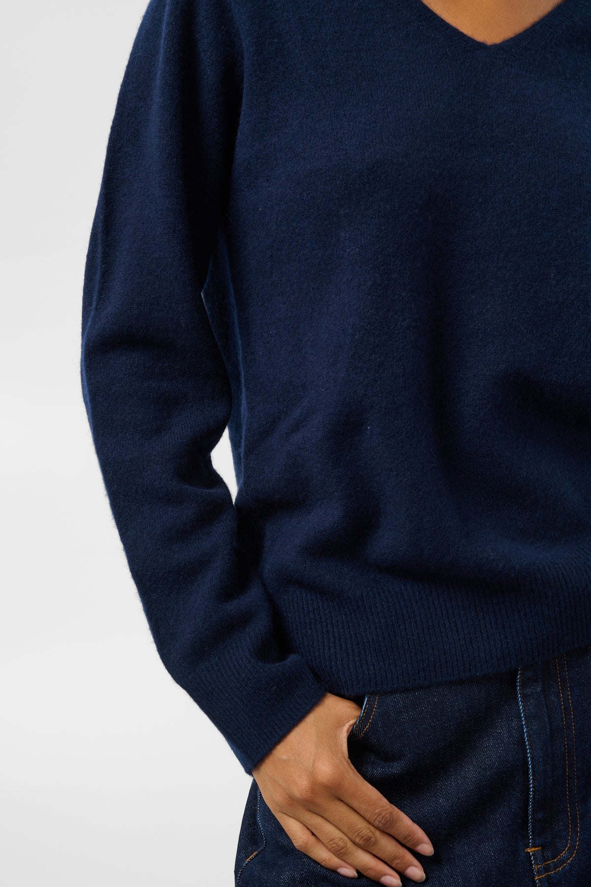 Sida Seamless Wool V-Neck Sweater by Soaked in Luxury