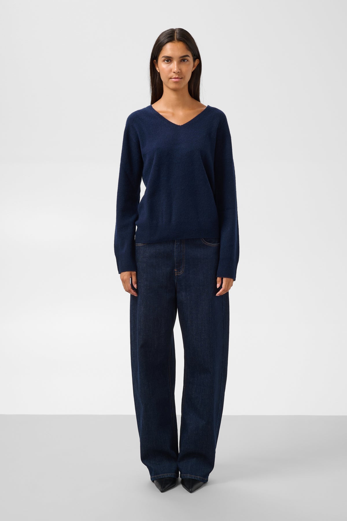 Sida Seamless Wool V-Neck Sweater by Soaked in Luxury