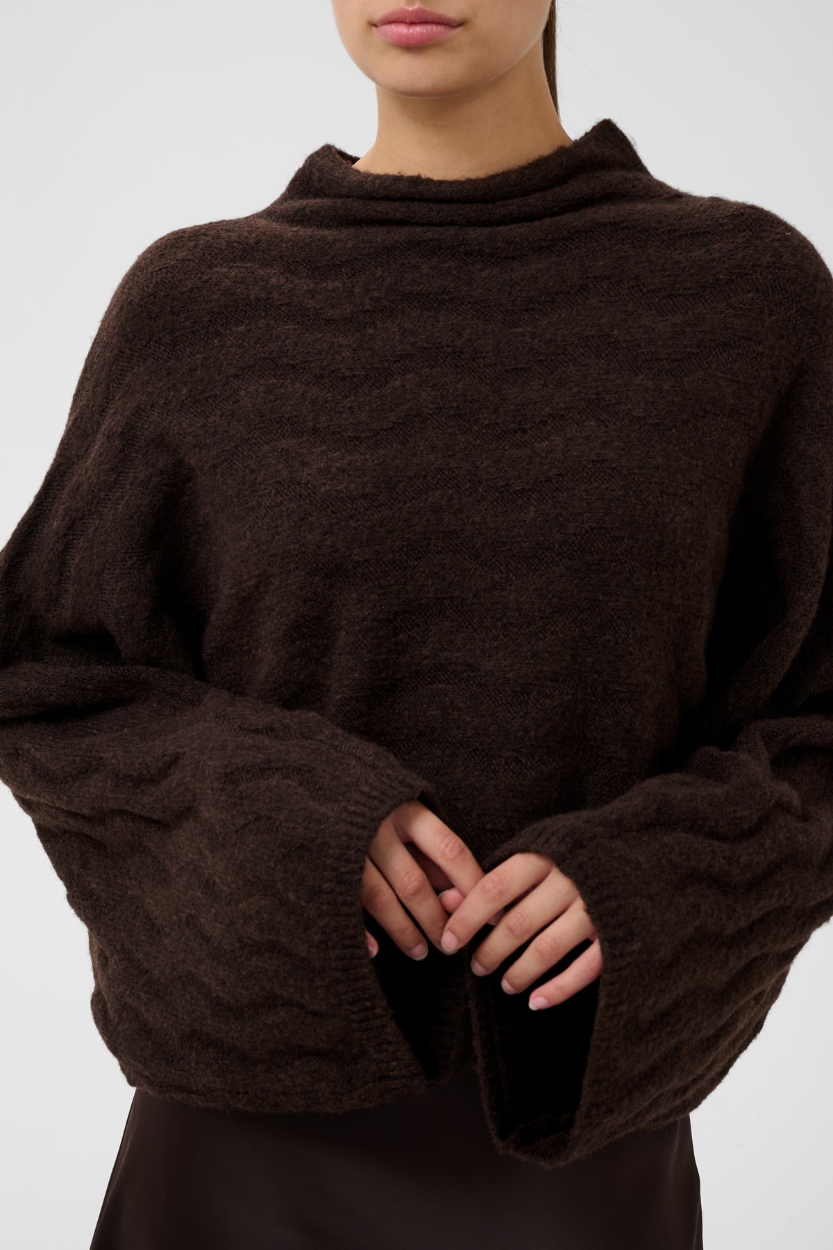 Idalia Wool-Blend Poncho Sweater by Soaked in Luxury Knitwear & Sweaters SOAKED IN LUXURY