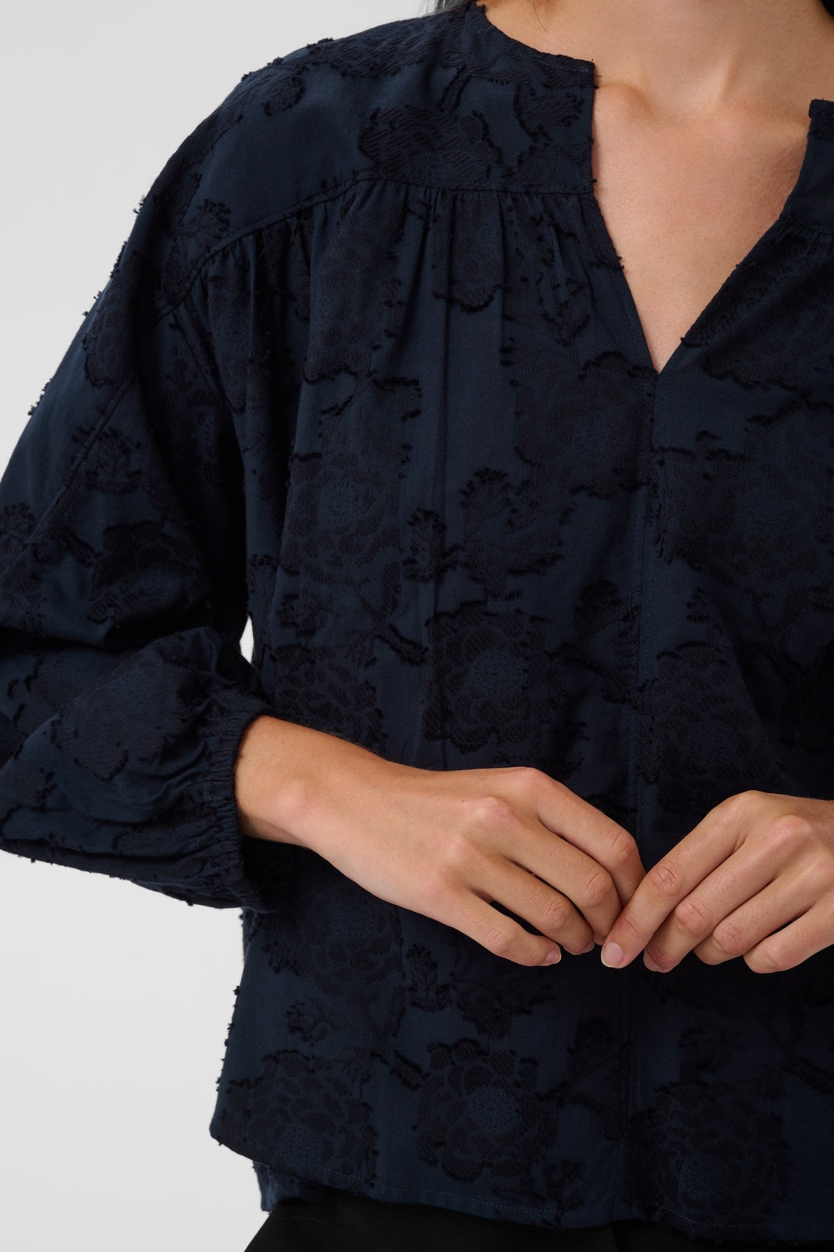 Aronia Textured Cotton Blouse by Soaked in Luxury