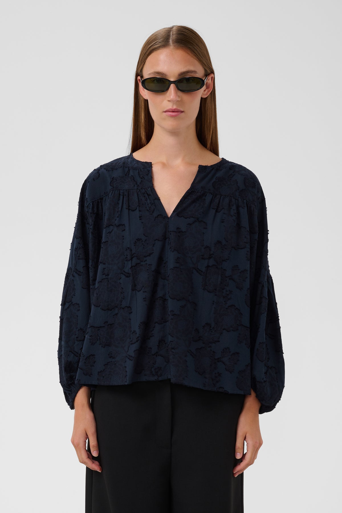 Aronia Textured Cotton Blouse by Soaked in Luxury