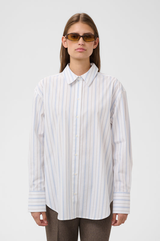 Noelle Striped Poplin Shirt by Soaked in Luxury Tops SOAKED IN LUXURY