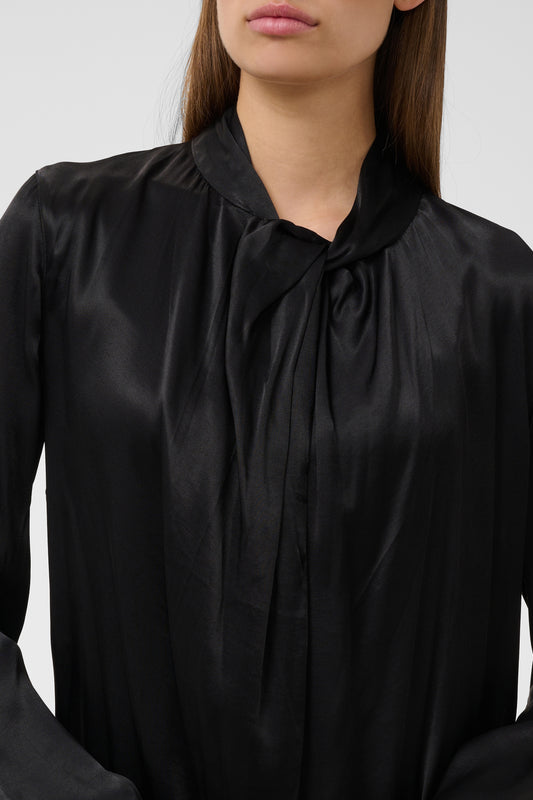 Nadeya Tie-Neck Blouse in Black by Soaked in Luxury