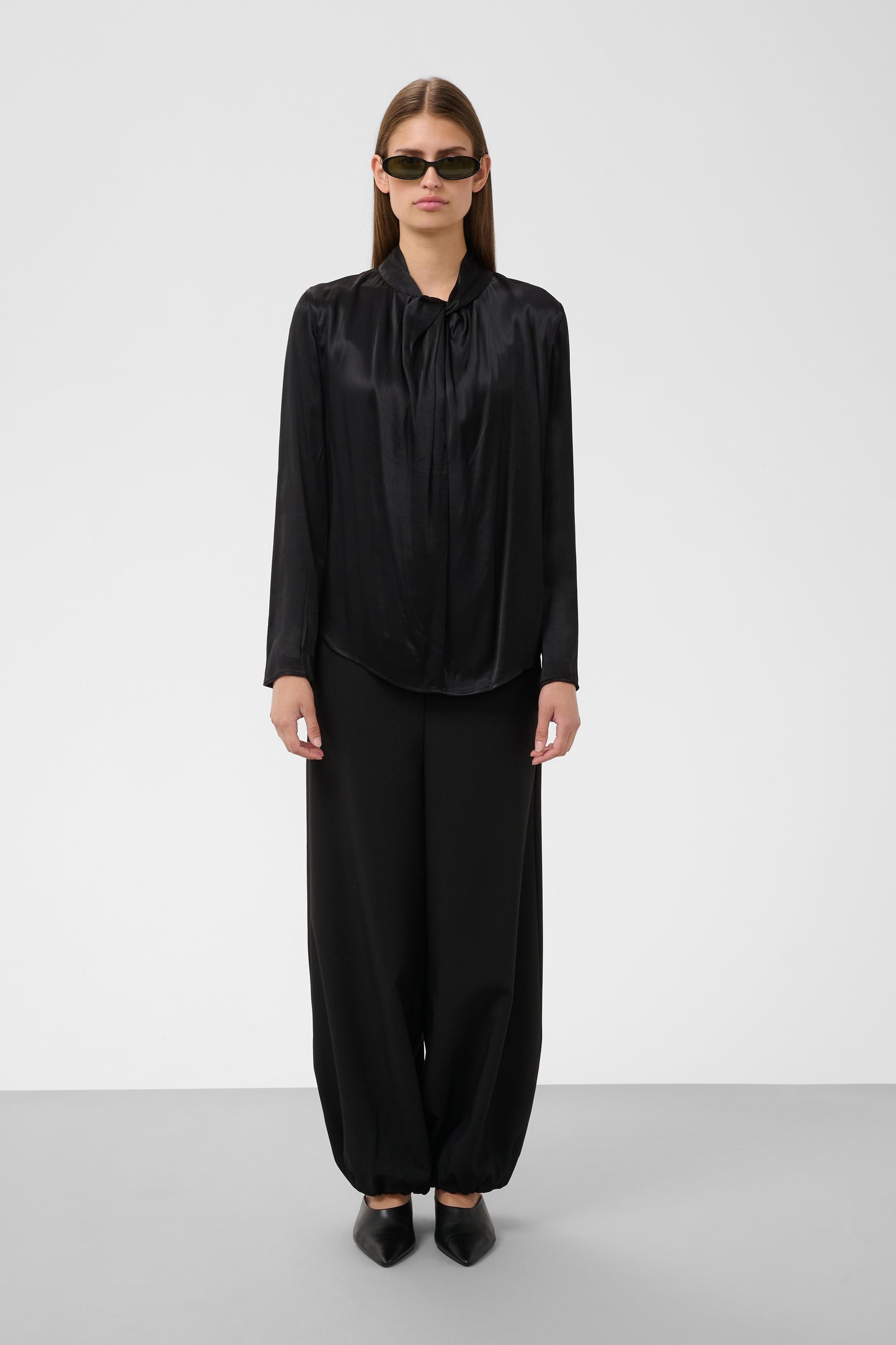 Nadeya Tie-Neck Blouse in Black by Soaked in Luxury