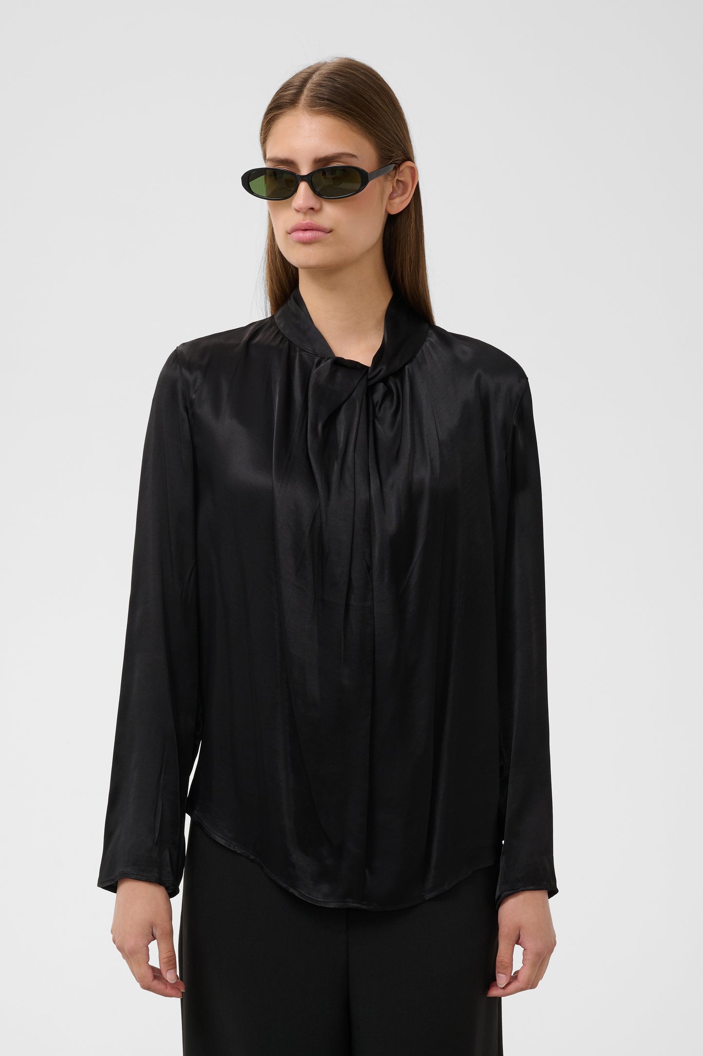 Nadeya Tie-Neck Blouse in Black by Soaked in Luxury