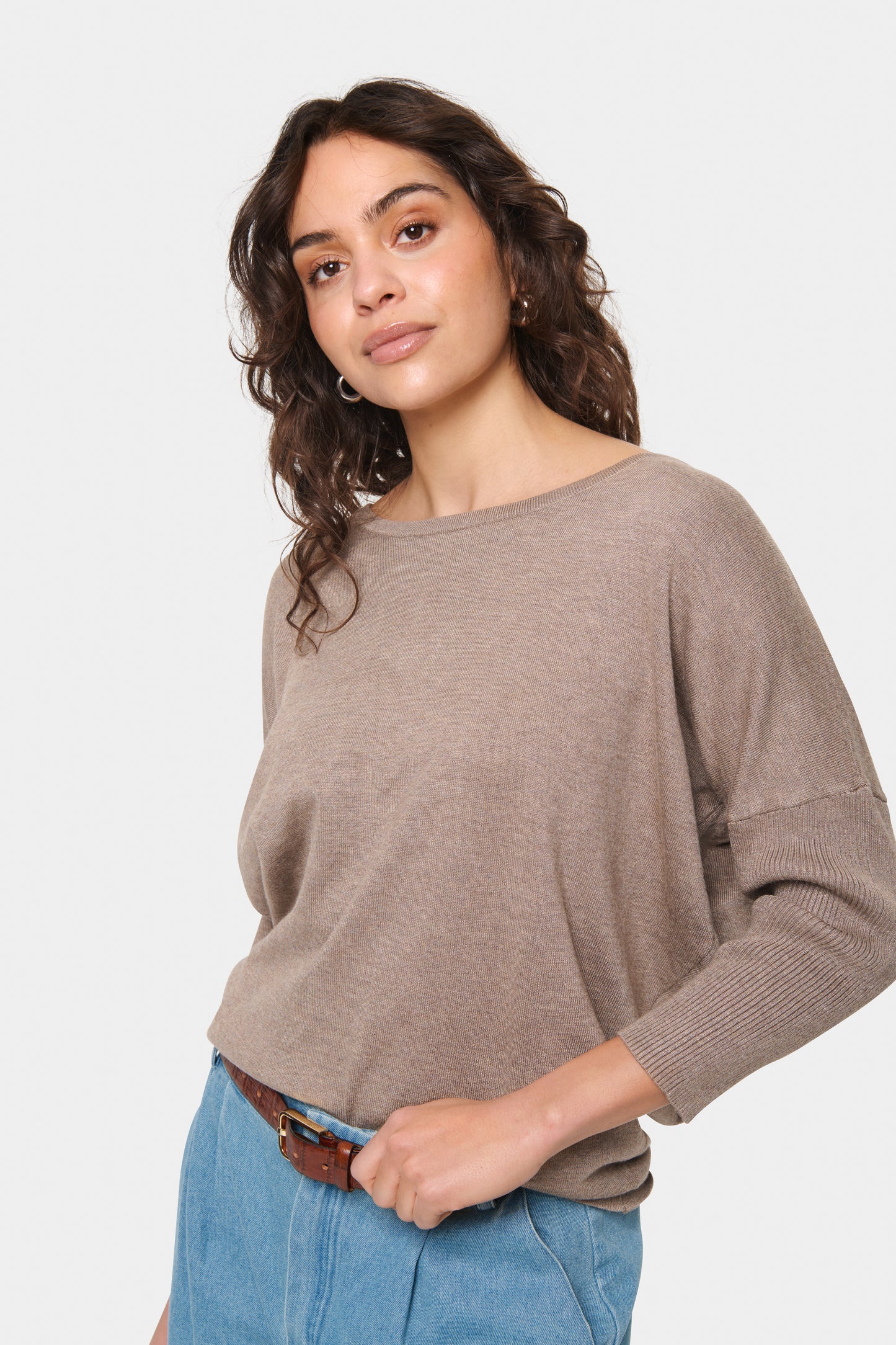 Mila R-Neck Pullover by Saint Tropez Basics SAINT TROPEZ Atmos Melange
