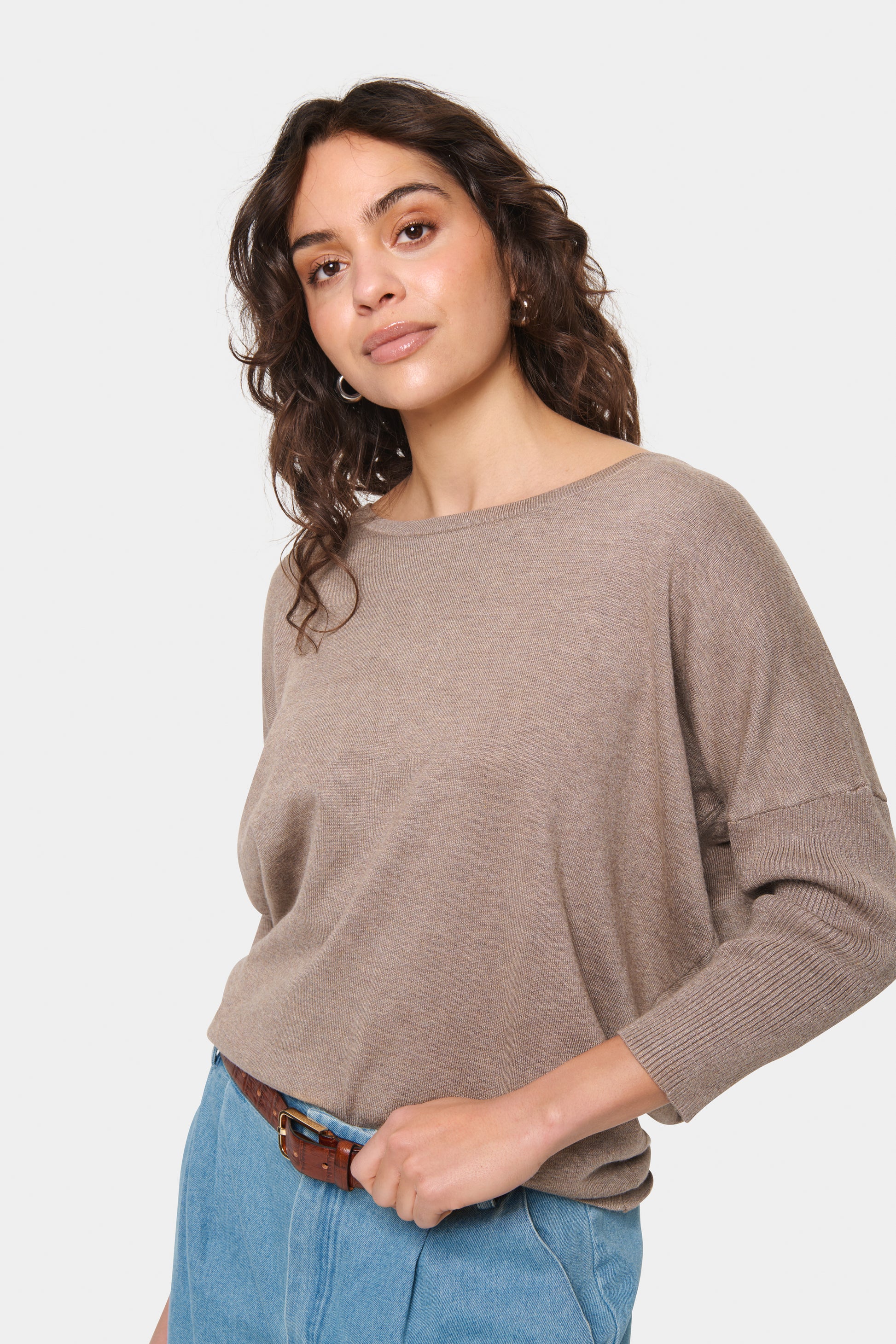 Mila R-Neck Pullover by Saint Tropez Basics SAINT TROPEZ Atmos Melange