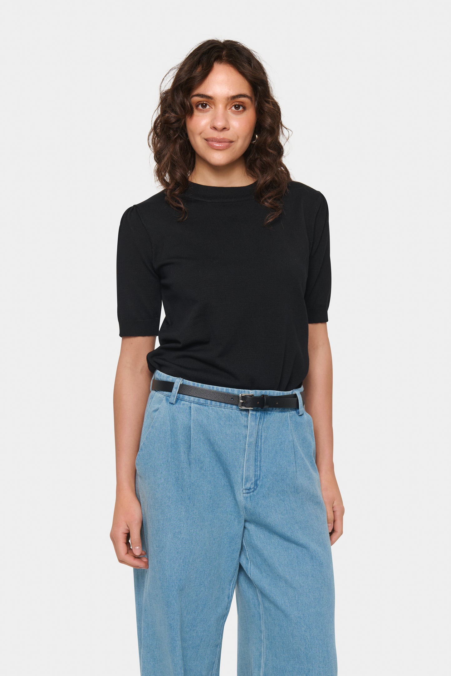 Mila Short-Sleeve Pullover by Saint Tropez Basics SAINT TROPEZ Black
