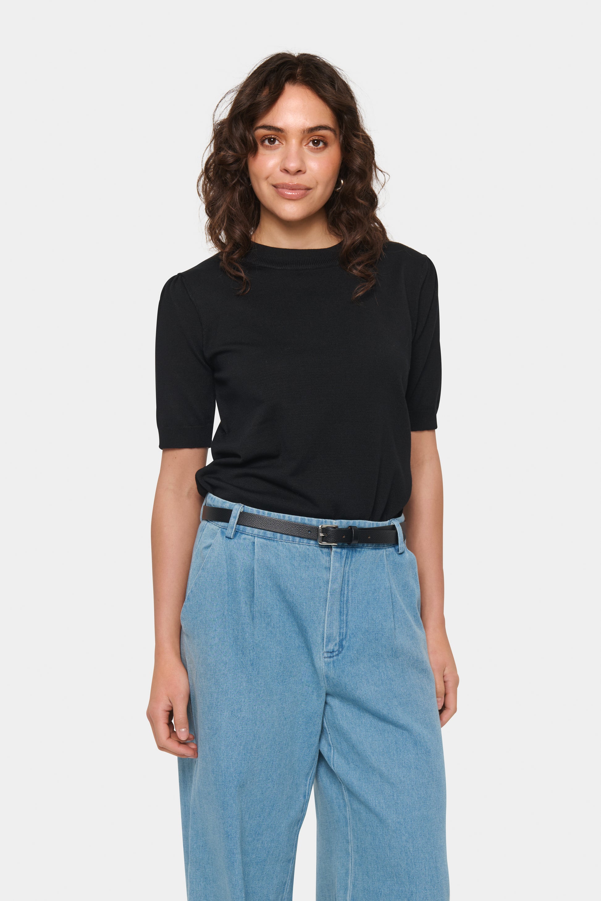 Mila Short-Sleeve Pullover by Saint Tropez Basics SAINT TROPEZ Black