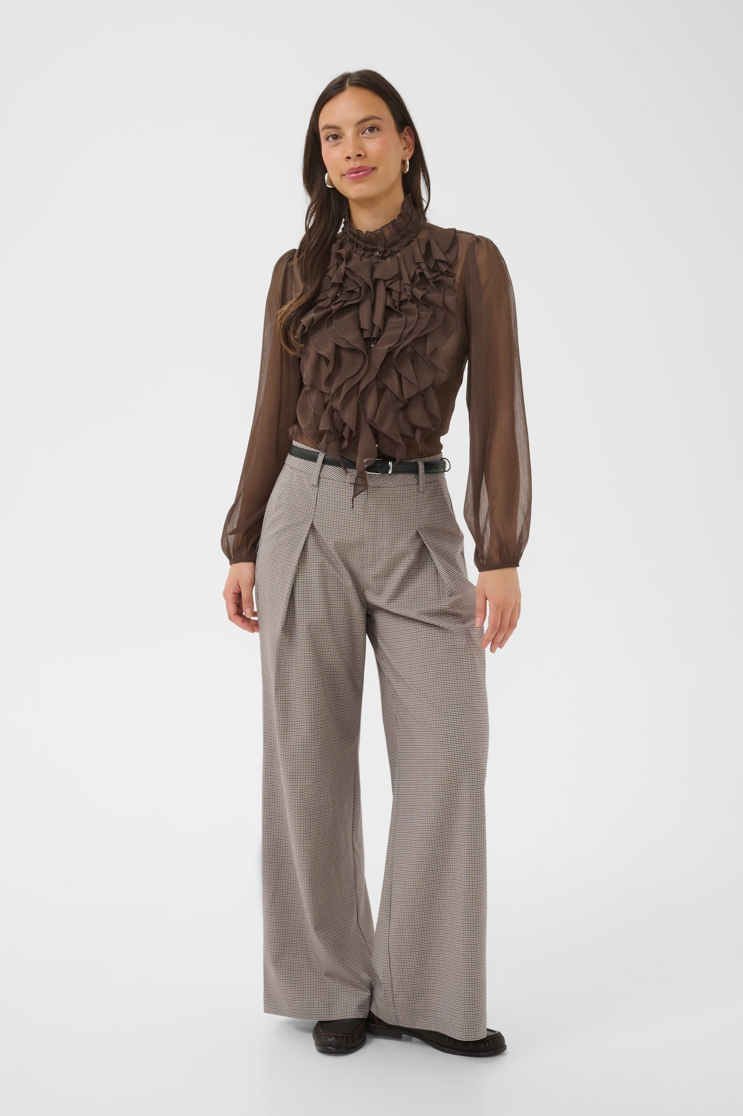 Lilja Ruffle Blouse in Chocolate Brown by Saint Tropez