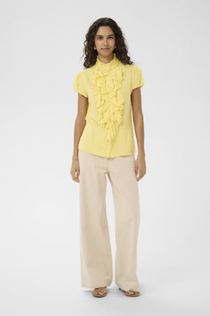 ElliSZ Cap Sleeve Ruffle Blouse by Saint Tropez Tops Saint Tropez