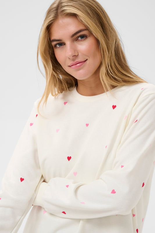 Johannie Heart Sweatshirt by Saint Tropez sweatshirt Saint Tropez Cream