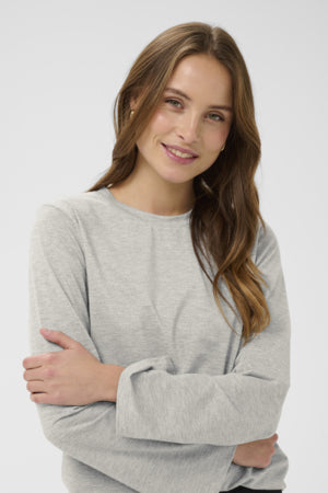 Long Sleeve Shimmer T-shirt by Saint Tropez Apparel Saint Tropez Metallic Silver