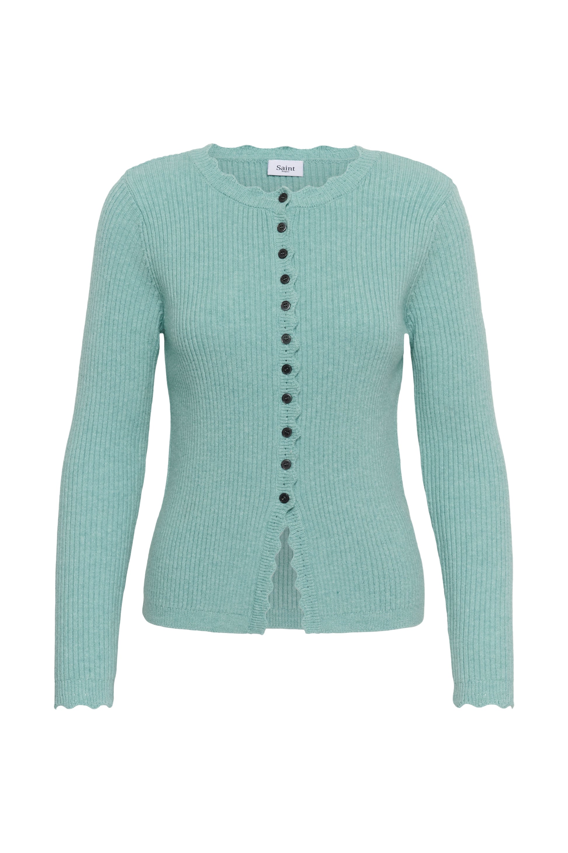 Scolloped Trim Cardigan by Saint Tropez Tops SAINT TROPEZ