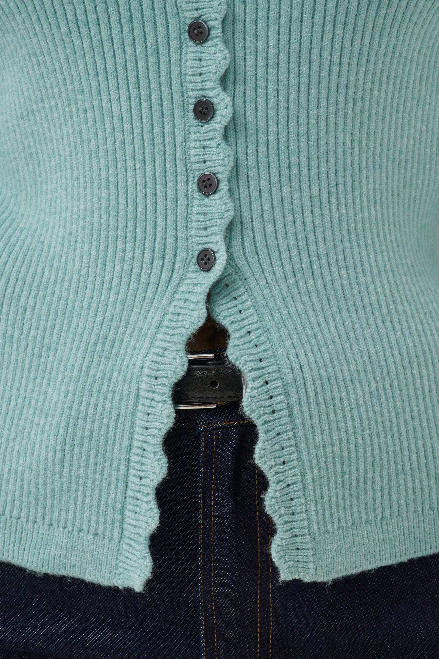 Scolloped Trim Cardigan by Saint Tropez Tops SAINT TROPEZ