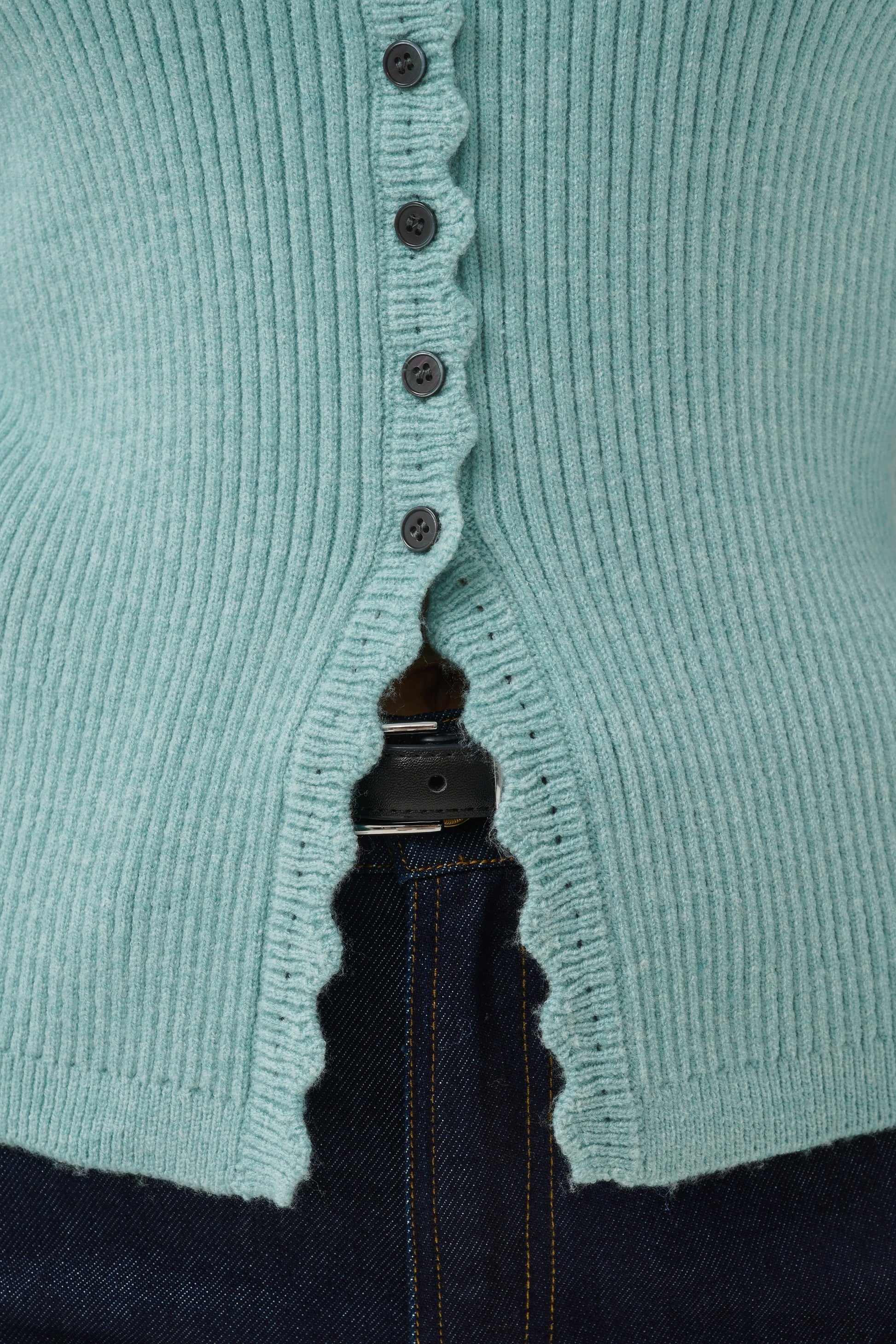 Scolloped Trim Cardigan by Saint Tropez Tops SAINT TROPEZ
