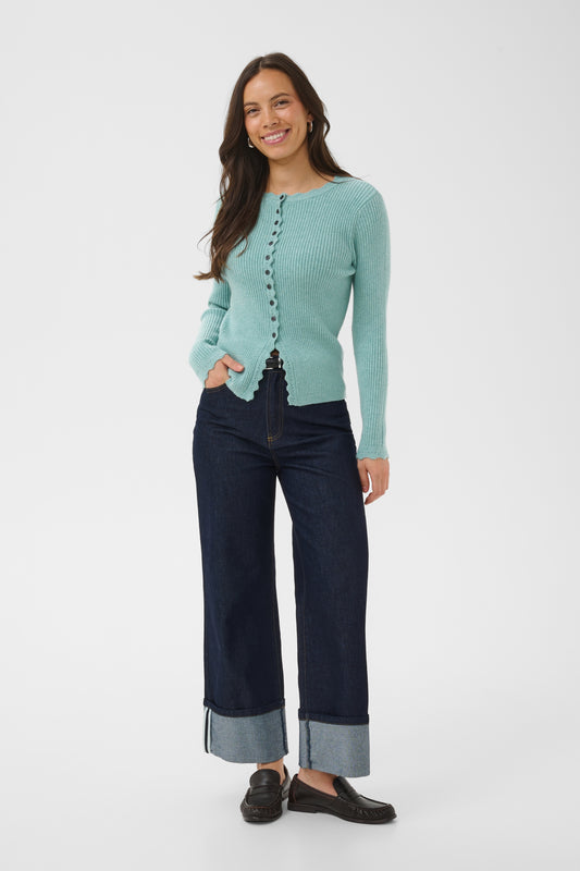 Scolloped Trim Cardigan by Saint Tropez Tops SAINT TROPEZ