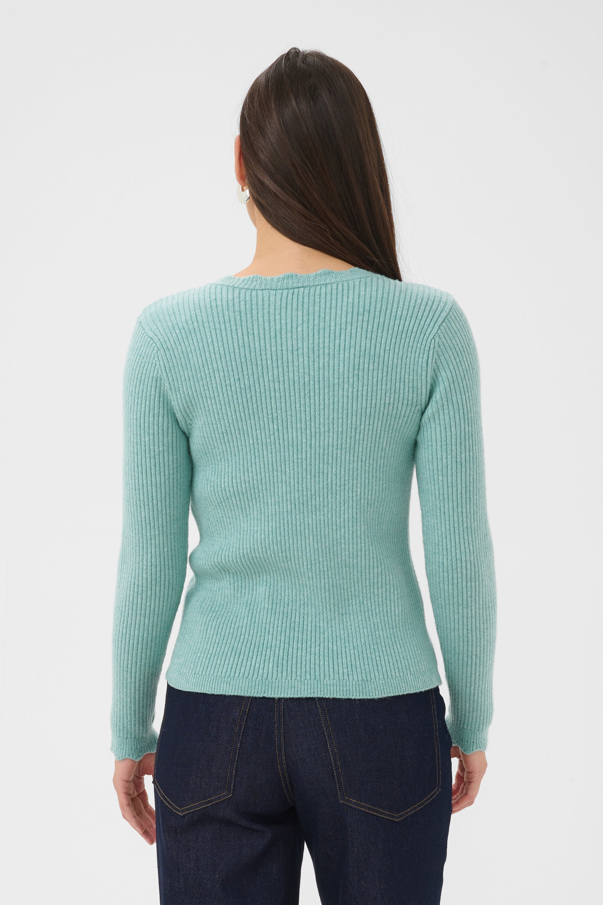 Scolloped Trim Cardigan by Saint Tropez Tops SAINT TROPEZ