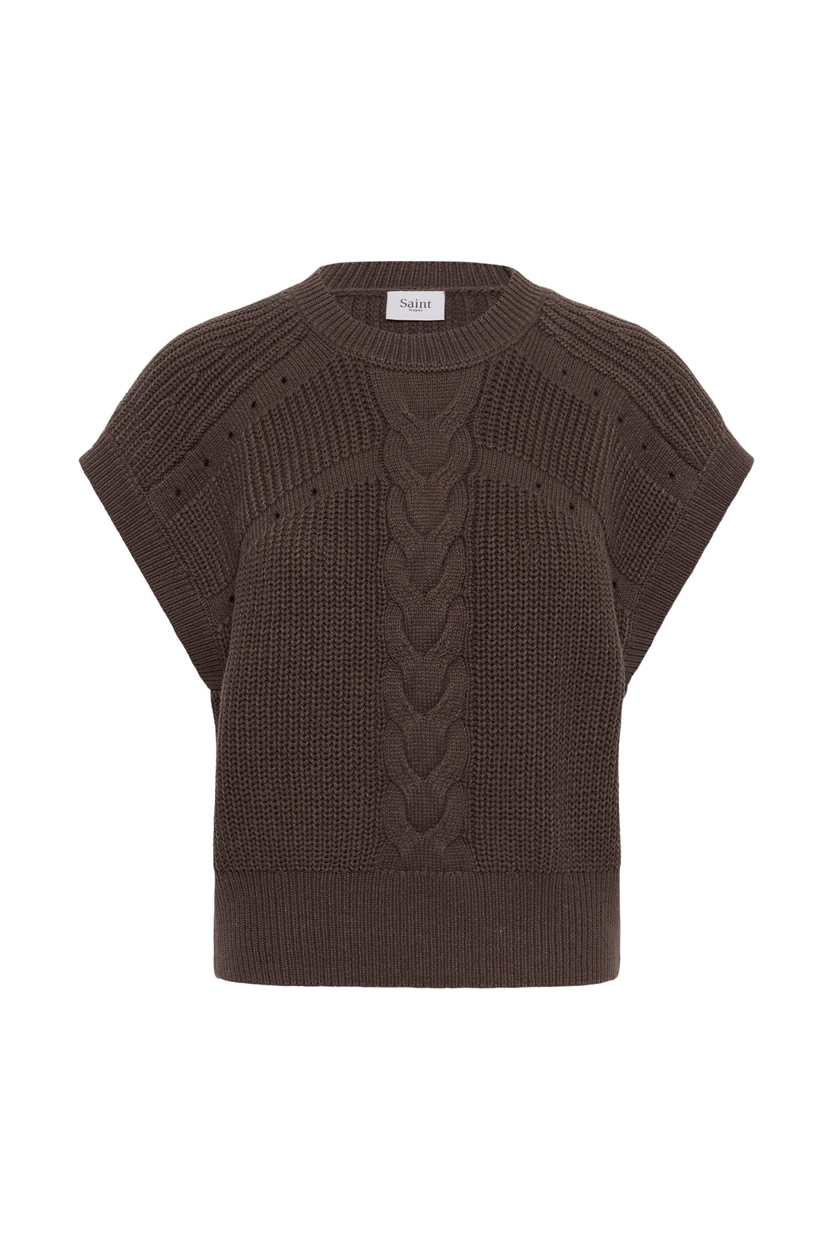 Trune Knit Waistcoat by Saint Tropez Knitwear & Sweaters SAINT TROPEZ